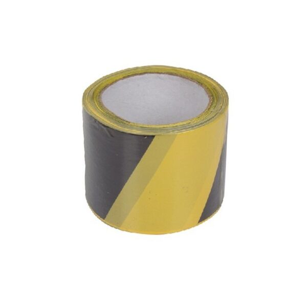 KÉTSZÍNŰ JELZŐSZALAG - FEKETE-SÁRGA - 75MM / 100M - Image 2